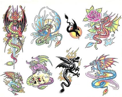 Colored Dragon Pictures Tattoos